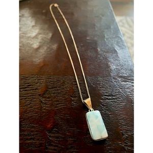 Vintage Blue Chalcedony Pendant w. 925 Silver Chain